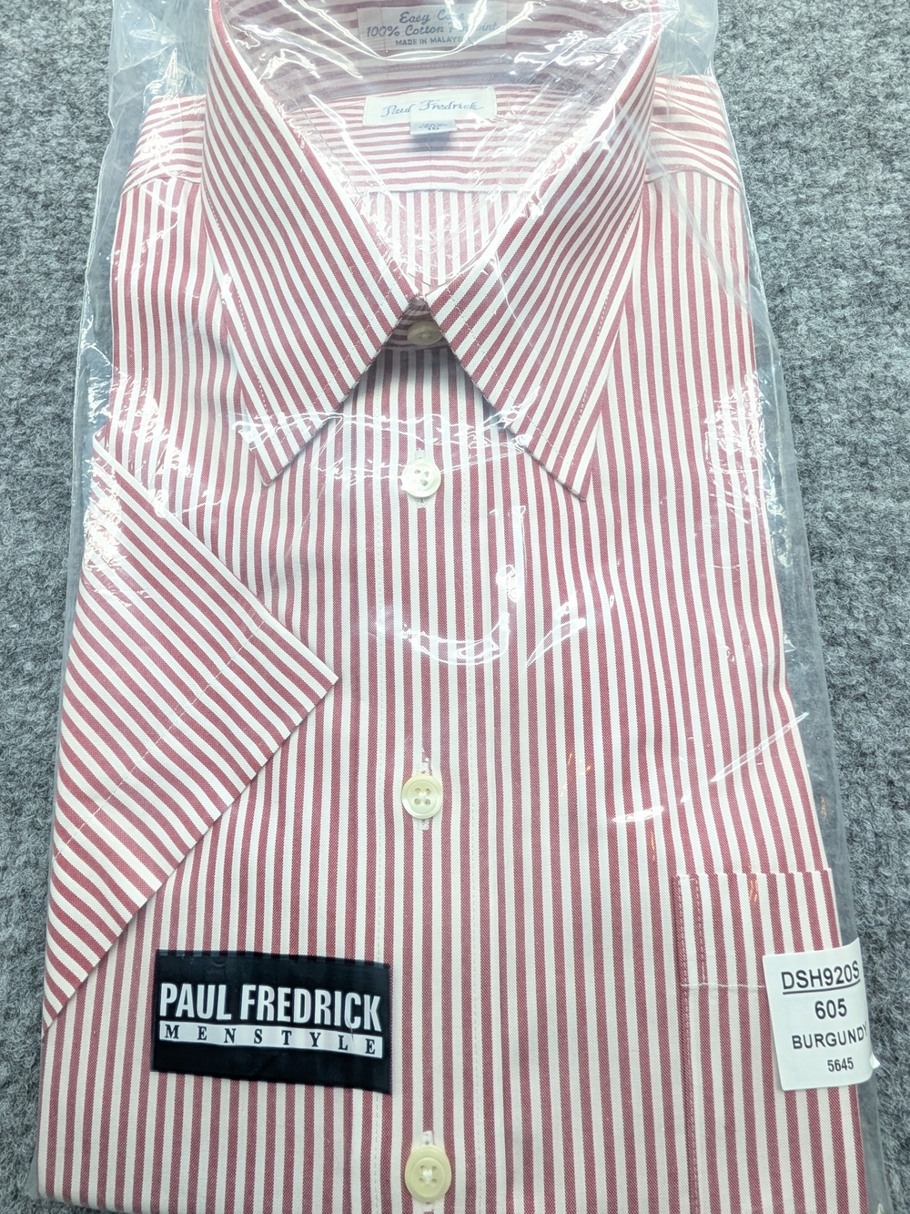 Paul Fredrick White & Burgundy Striped Dress Shirt Men's 16 NWT
